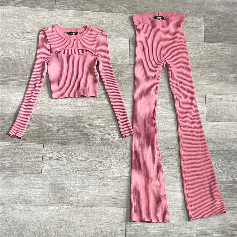 Ribbed Pink Two-Piece Set